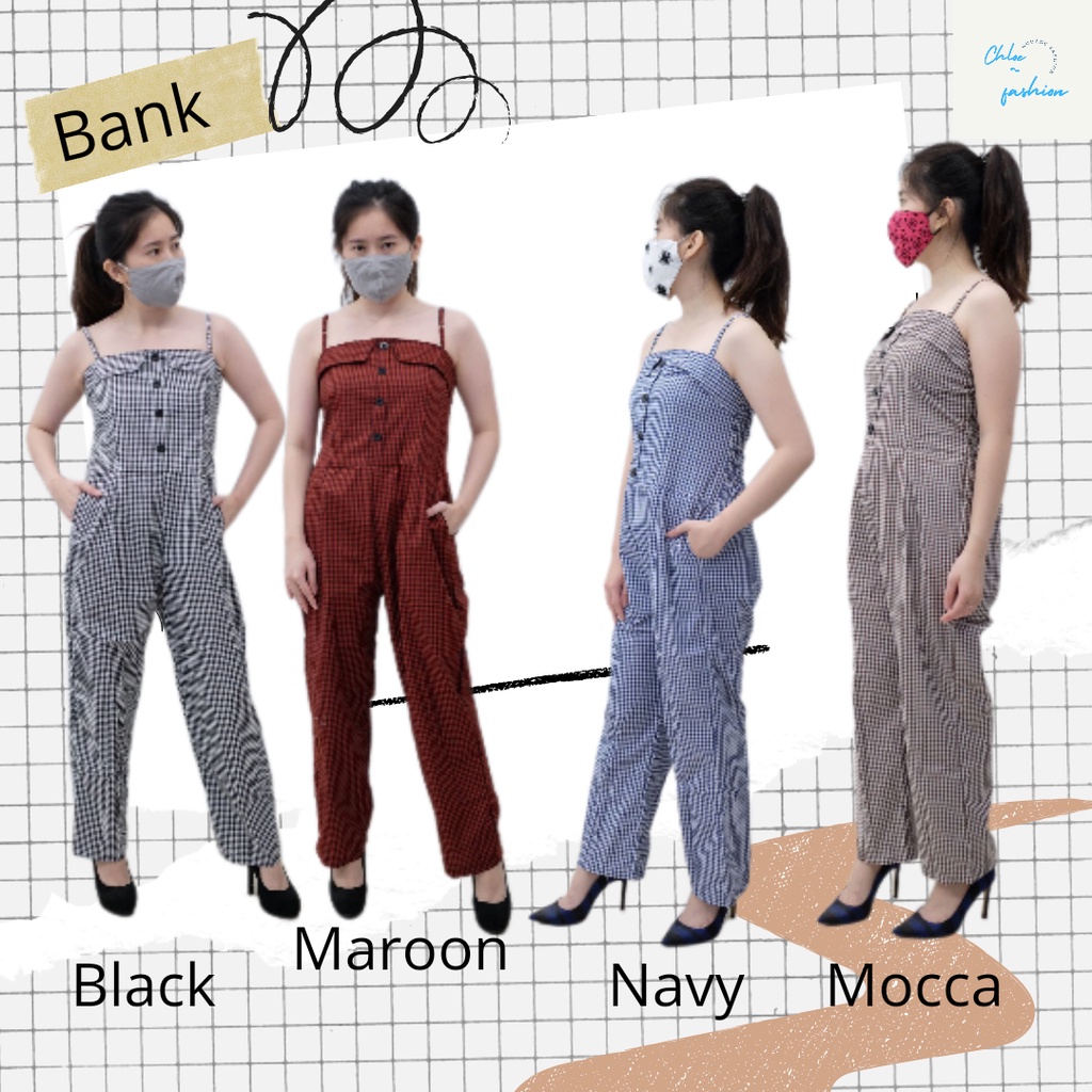 Baju pakaian Jumpsuit wanita cewek perempuan murah kekinian (bank)