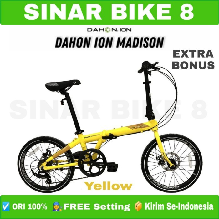 Sepeda Lipat Ukuran 20 Inch DAHON ION MADISON Alloy Shimano 7 Speed Rem Cakram