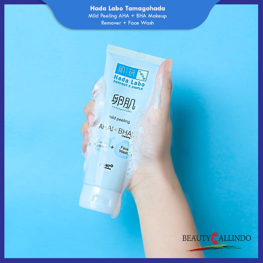 Hada Labo Tamagohada Mild Peeling AHA+BHA Makeup Remover + Face Wash Pembersih Wajah Makeup