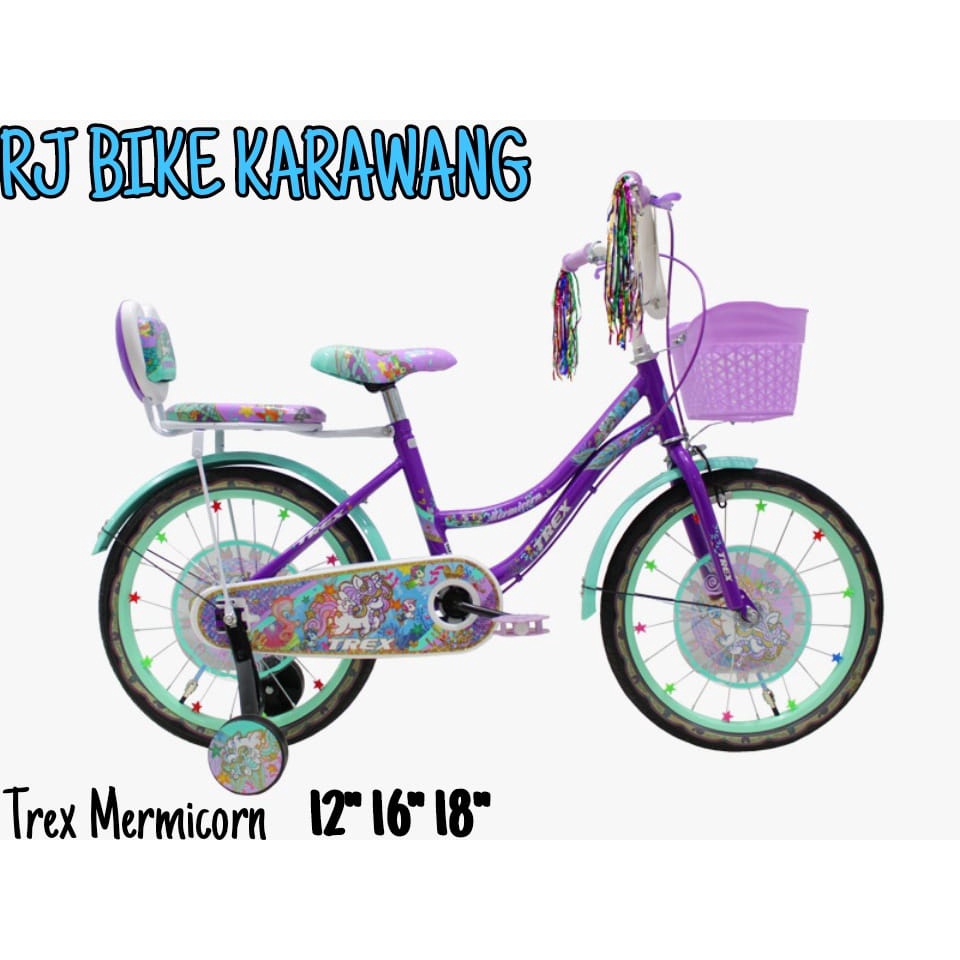 SEPEDA ANAK PEREMPUAN TREX MINI MERMICORN (LOLLIPOP) 899 UKURAN 12 16 DAN 18