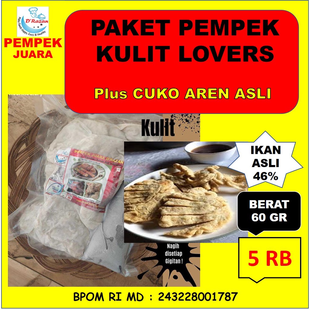 

Paket Hemat Pempek Kulit Lovers 9 biji/ Pempek Palembang Asli/ Empek-empek Palembang Enak