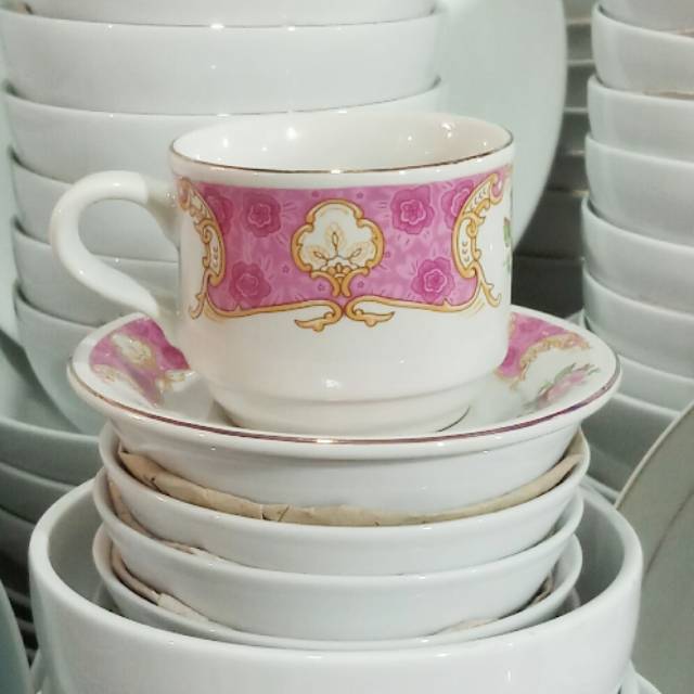 Cangkir set unik sango/cangkir cantik/ tea set sango motif bunga/ setcangkir keramik