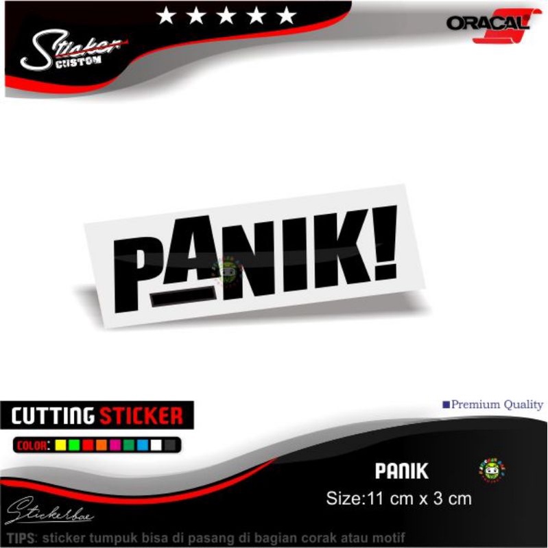 sticker PANIK cutting sticker motor dan helmet