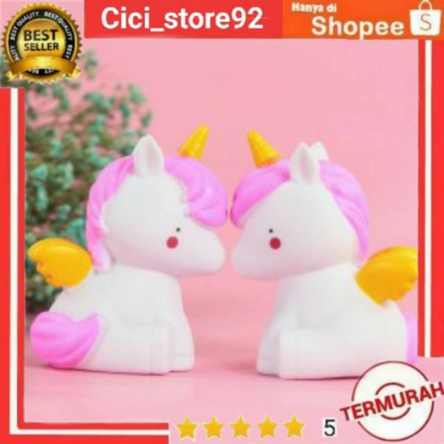 Luminaria Lampu Tidur Bayi Malam Model Pegasus Unicorn Lucu - White