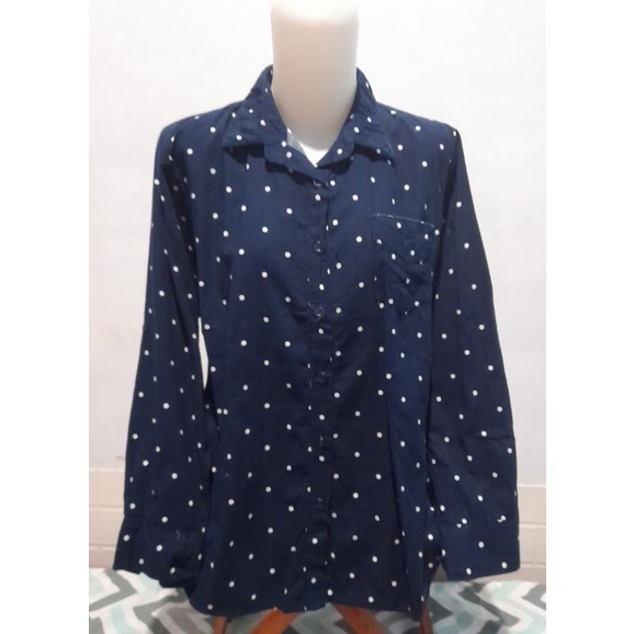 Preloved Keleja katun Polka Navy