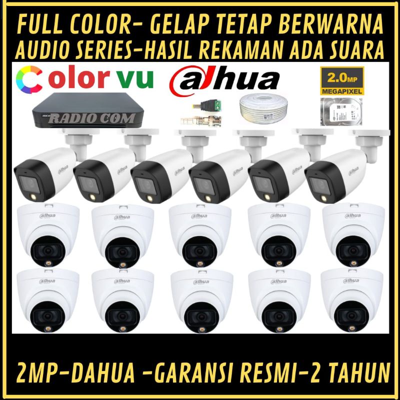 PAKET CCTV DAHUA 2MP FULL COLOR 16 CHANNEL 16 KAMERA AUDIO SERIES COLORVU