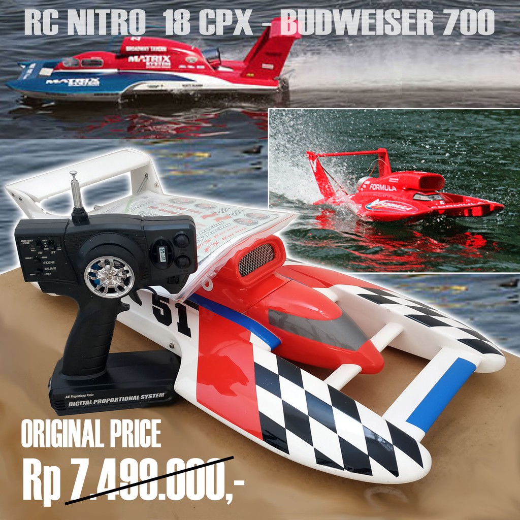 *PROMO Disc 50%* RC Nitro F1 Boat Budweiser 700 GP18 - Fiberglass Hull 68 cm