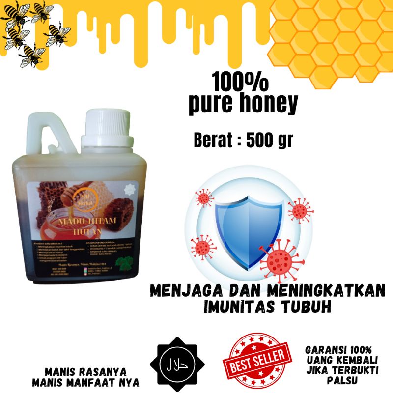 

Madu Hitam Hutan Asli 100% tanpa campuran berat 500gr