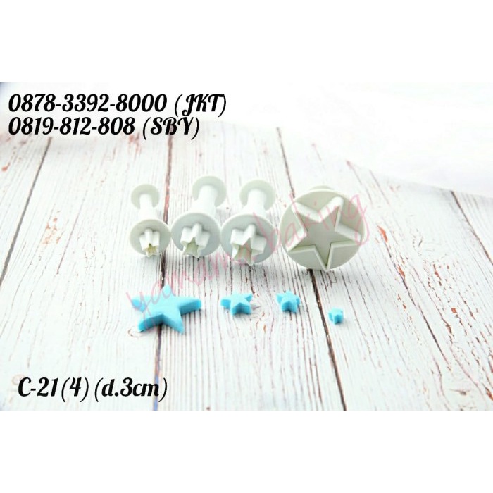

KUE-PENGHIAS-ALAT- C-21-4 PLUNGER EMBOSSER CUTTER BENTO FONDANT PLAYDOH STAR BINTANG -ALAT-PENGHIAS-