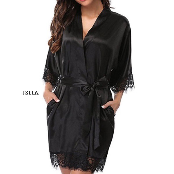 [READY STOCK] BAJU TIDUR SEXY LINGERIE JUMBO KIMONO WANITA BIG SIZE HITAM JS11A