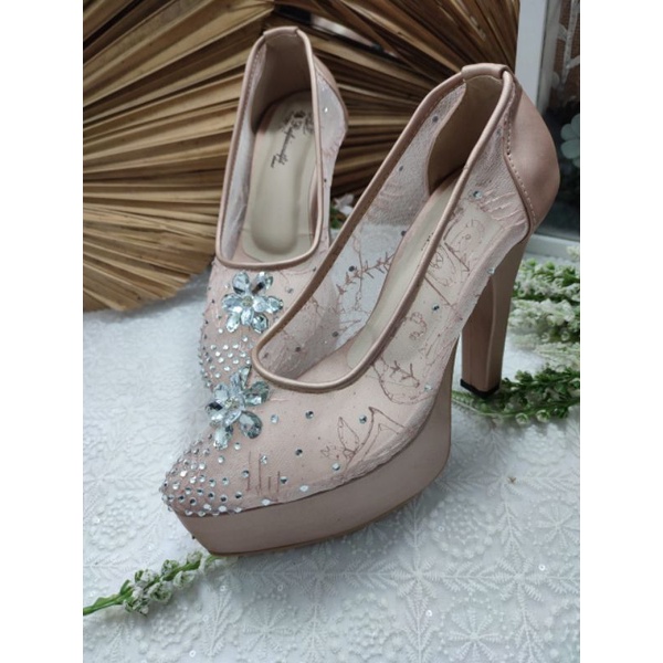 sepatu quinara rosegold tinggi 12cm