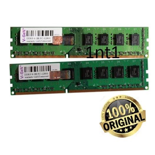 "VGEN Memory RAM komputer 8GB DDR3 PC12800-1600Mhz"
