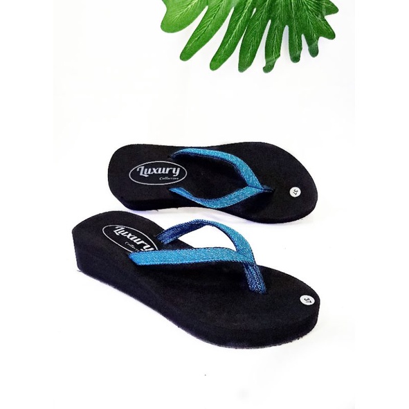 SENDAL WANITA WEDGES JEPIT BLINK - SANDAL JEPIT  WANITA KEKINIAN - SENDAL SPON (KODE BLINK-BLINK)