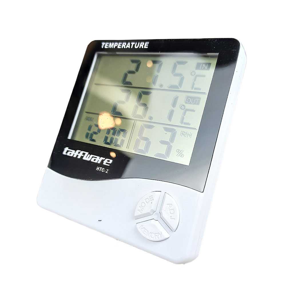 TD-DCB Taffware Digital Temperature Humidity Meter Clock Alarm Calender HTC-2
