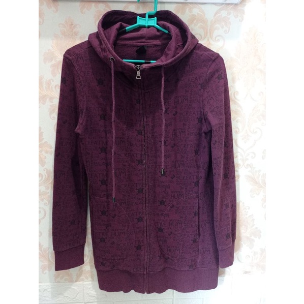 zip hoodie full print brimming hum cewek cowok original second preloved bekas