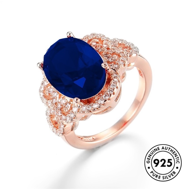 Cincin Sterling Silver 925 Dengan Batu Permata Warna-Warni Mewah Untuk Wanita