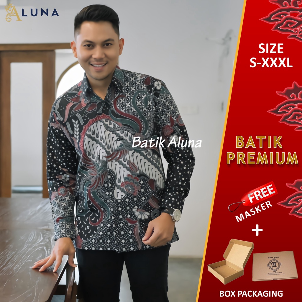 BATIK SOLO PREMIUM PRIA MOTIF KOMBINASI LENGAN PANJANG REGULAR LAPIS FURING KATUN ALUNA PCW 102