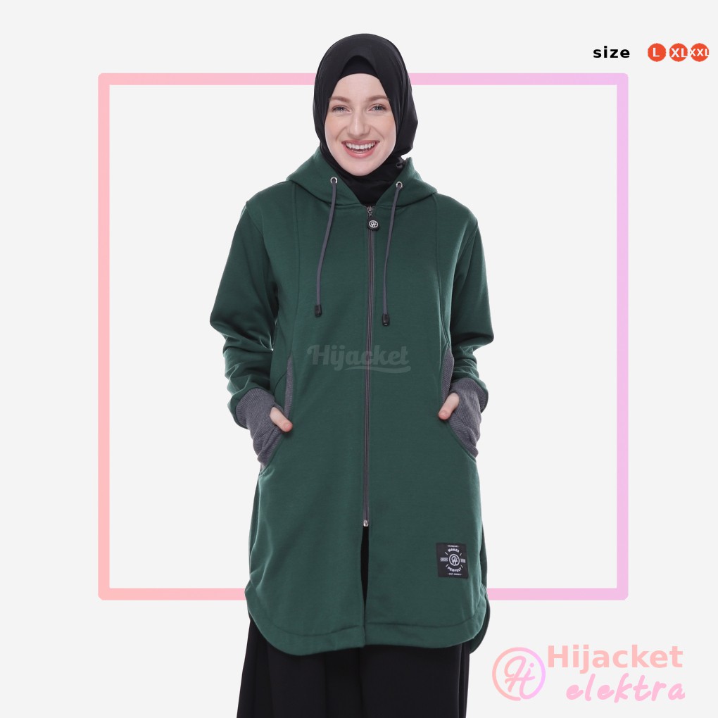 NEW hijacket elektra jaket wanita hoodie all varian warna GREEN L & XL