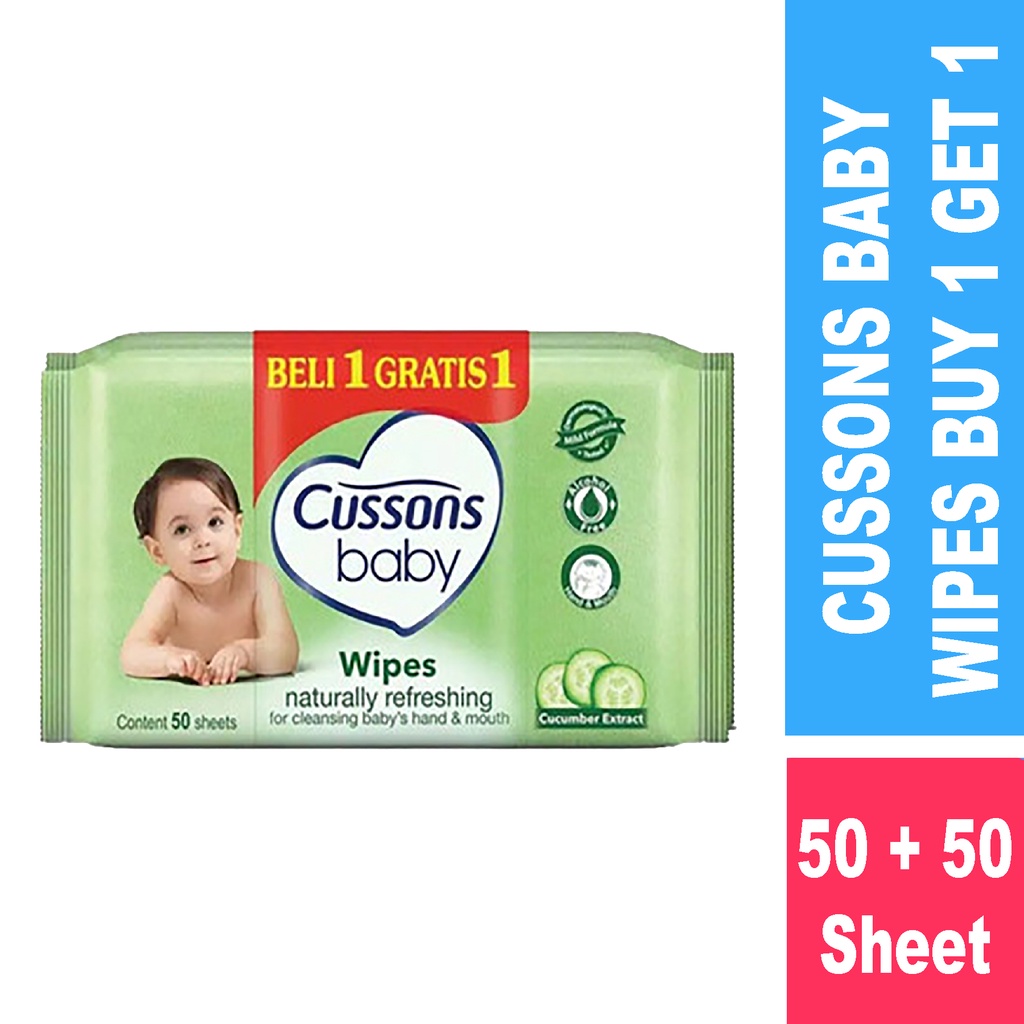 Bisa COD Cussons Baby Wipes Fresh &amp; Nourish Ganti Popok 50's X2 / Cussons Baby Wipes Soft &amp; Smooth Ganti Popok