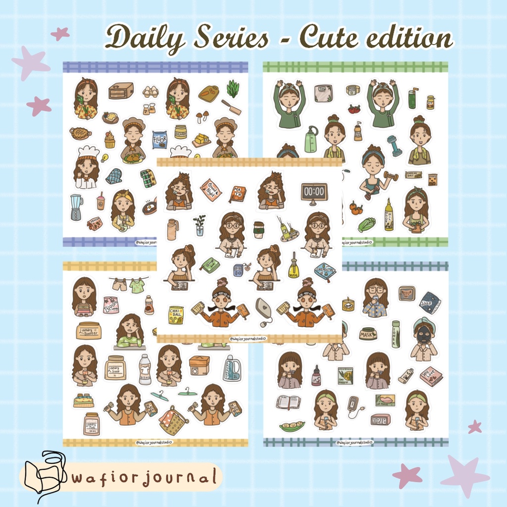 

Sticker Sheet Daily Activity - Cute Series Part 1 for Journaling / Planner/ Bullet Journal