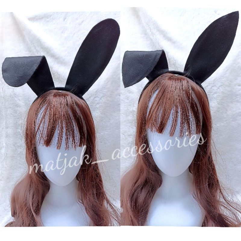 Halloween Bando Telinga Kelinci Hitam Besar Sexy Bunny Kostum Cosplay Party Pesta Costumes Bando Halloween