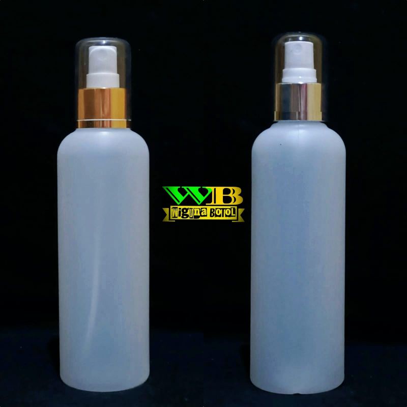 Botol Spray 250ml HDPE Natural / Botol HDPE 250ml Natural Tutup Spray Ring Almunium Fullcap