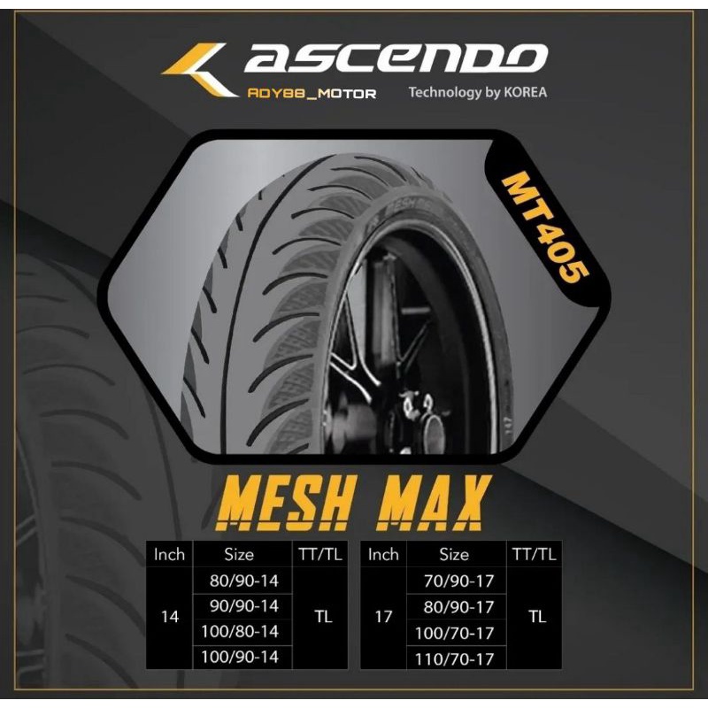 Ascendo Korea Tire / Ban Luar Ascendo 90/90-14 Tubless