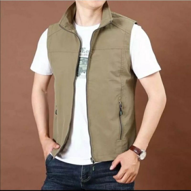 Jaket rompi/Vest kanvas outdoor formal premium
