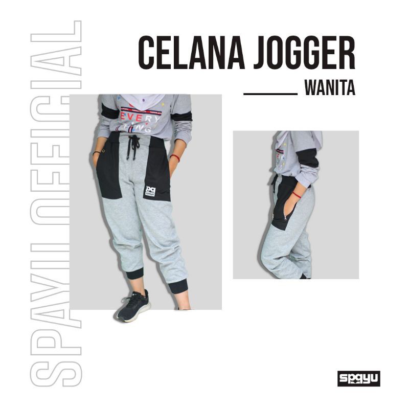 Spayu Jogger Pants / Celana Jogger Wanita Abu muda Misty Korean Style