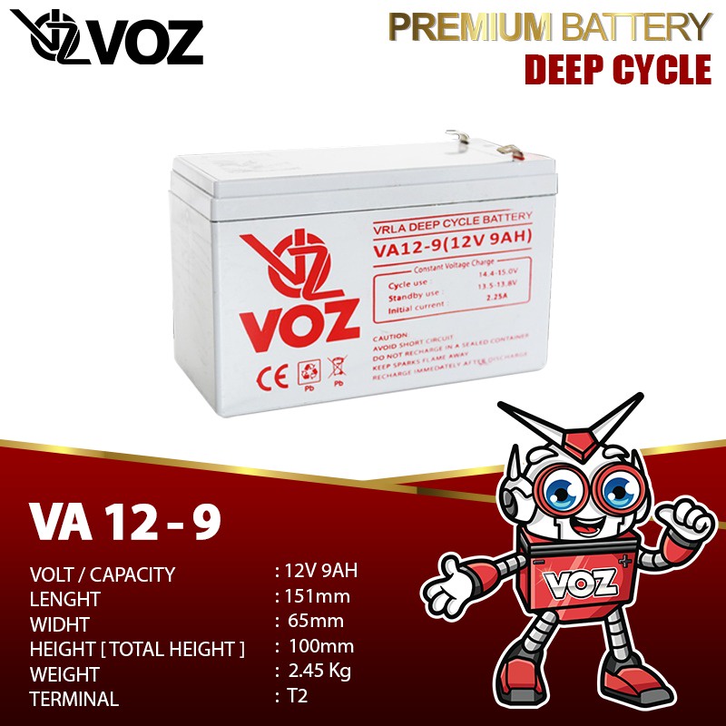 Aki UPS VOZ 12V 9AH Deep Cycle Baterai UPS Aki Kering Batere Battery