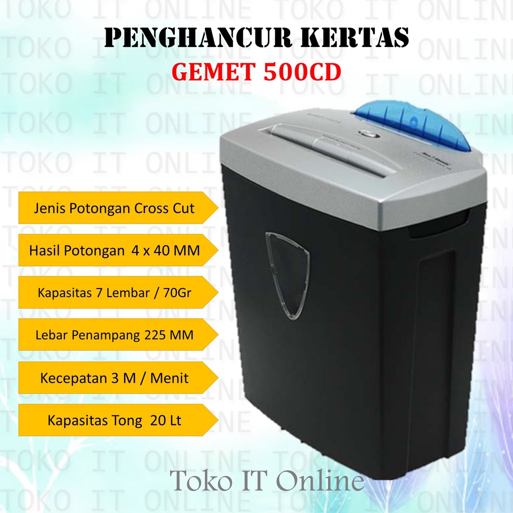 GEMET 500CD MESIN PENGHANCUR KERTAS PAPER SHREDDER CROSS CUT