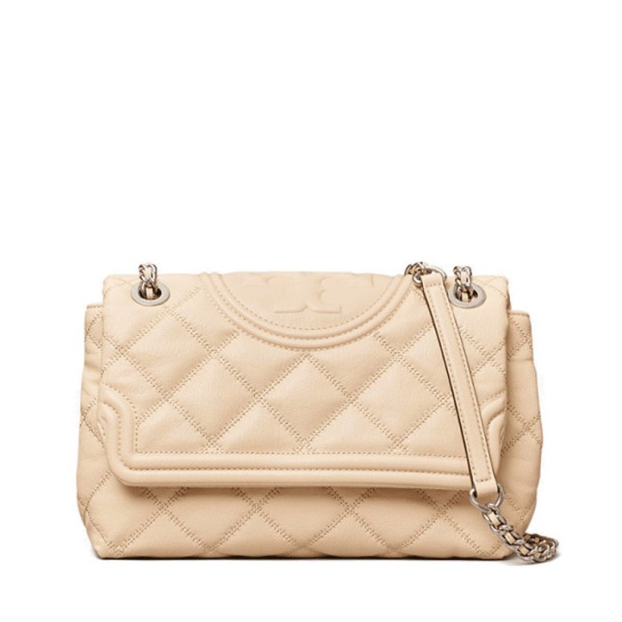 TB soft Fleming Distressed Convertible Shoulder Bag New Cream Original