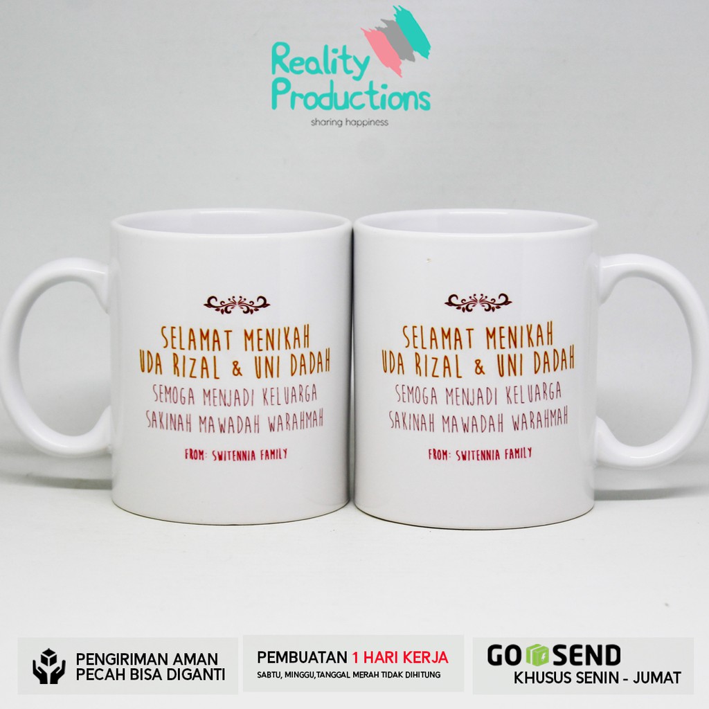 Mug Couple Pengantin Minang Hijab 2 untuk Kado Pernikahan