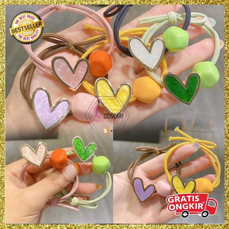 IKAT RAMBUT KOREA WANITA ANAK PEREMPUAN BENTUK LOVE MACARON AKSESORIS RAMBUT IMPORT FASHION KOREA AK73