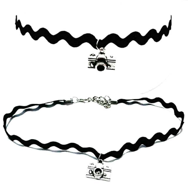 Zigzag Choker Necklace Silver Camera | Kalung Handmade