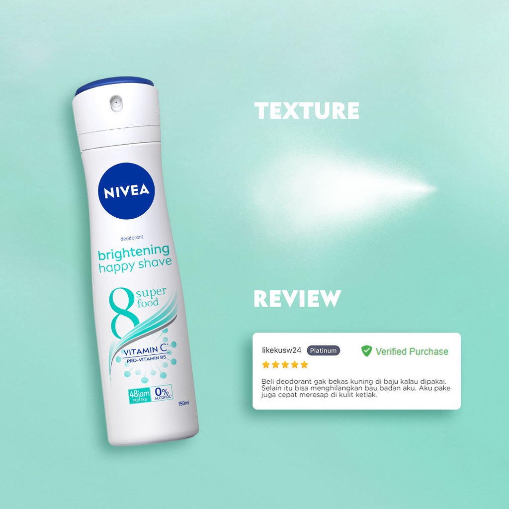 ★ BB ★  NIVEA Shave Care Deodorant Whitening Happy Shave Spray - 150 ml