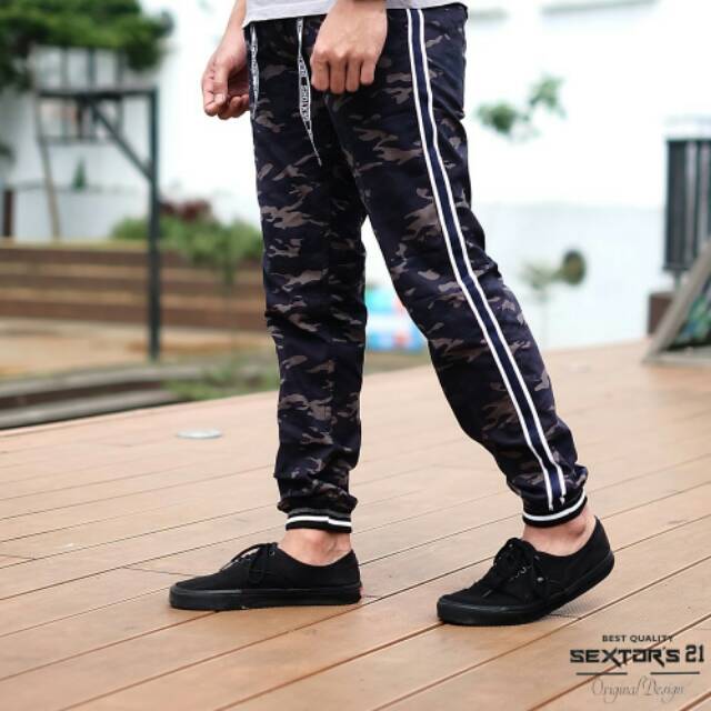Celana joger pria camo army loreng forward