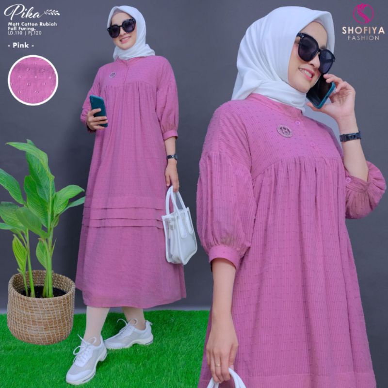 Gamis Midi - Dress Rubiah - Pika Midi Dress Original Shofiya Fashion