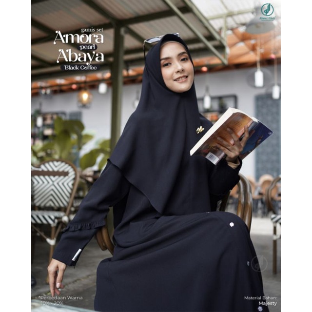 GAMIS HITAM SET KHIMAR AMORA PEARL ABAYA © ALWA HIJAB