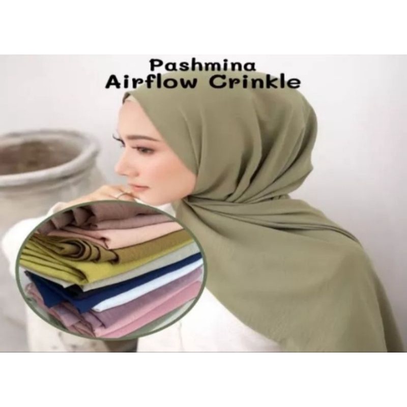 (Bisa COD)PASHMINA CRINKLE AIRFLOW COTTON SHWAL UKURAN 180X75CM