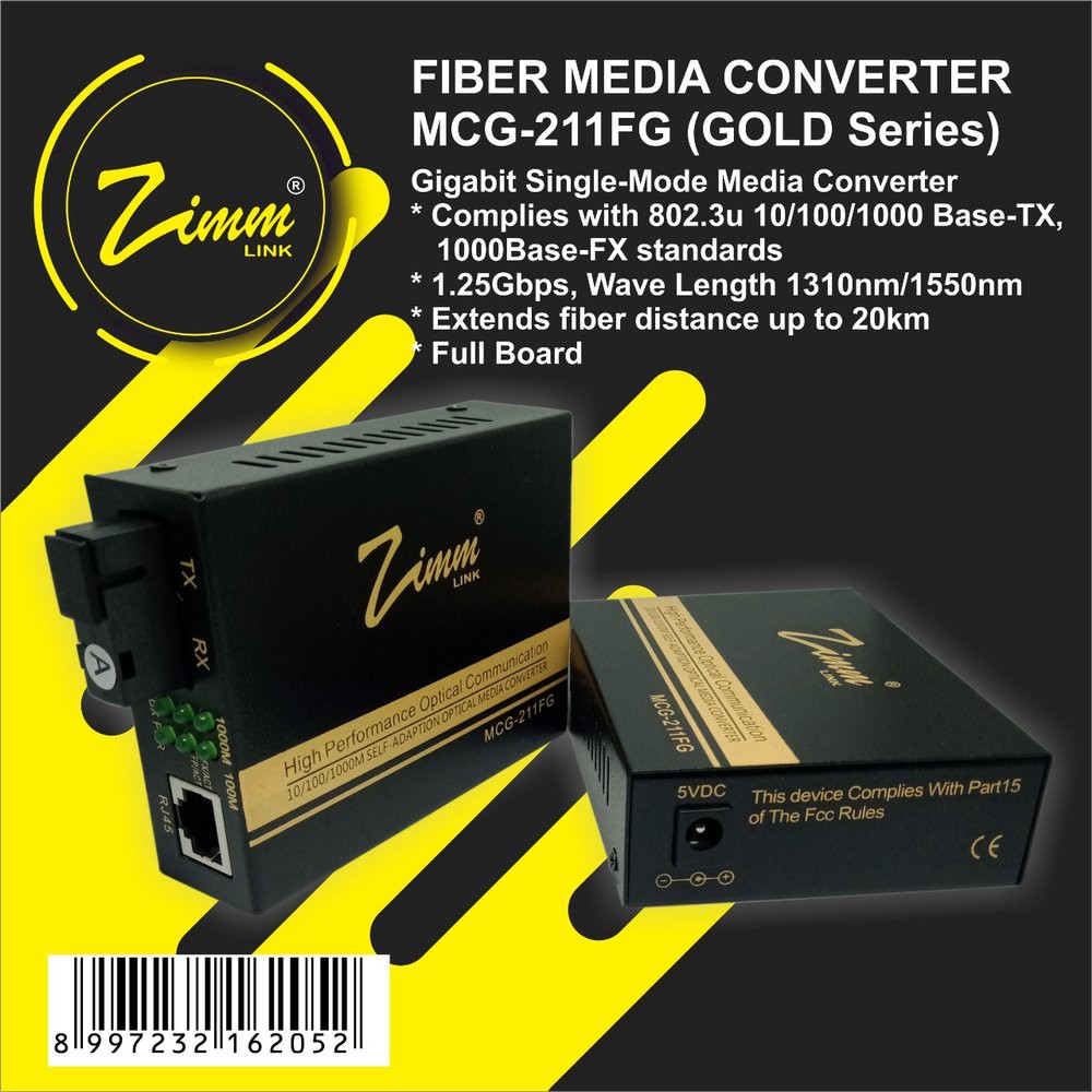 Media Converter ZImmlink MCG211FG Gigabit Gold Series Murah