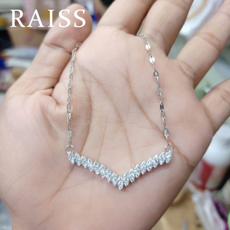 Kalung Fuji Mata Diamond Titanium Perhiasan Fuji Kalung Rantai Dengan Liontin Mata V Bahan Titanium Untuk Wanita