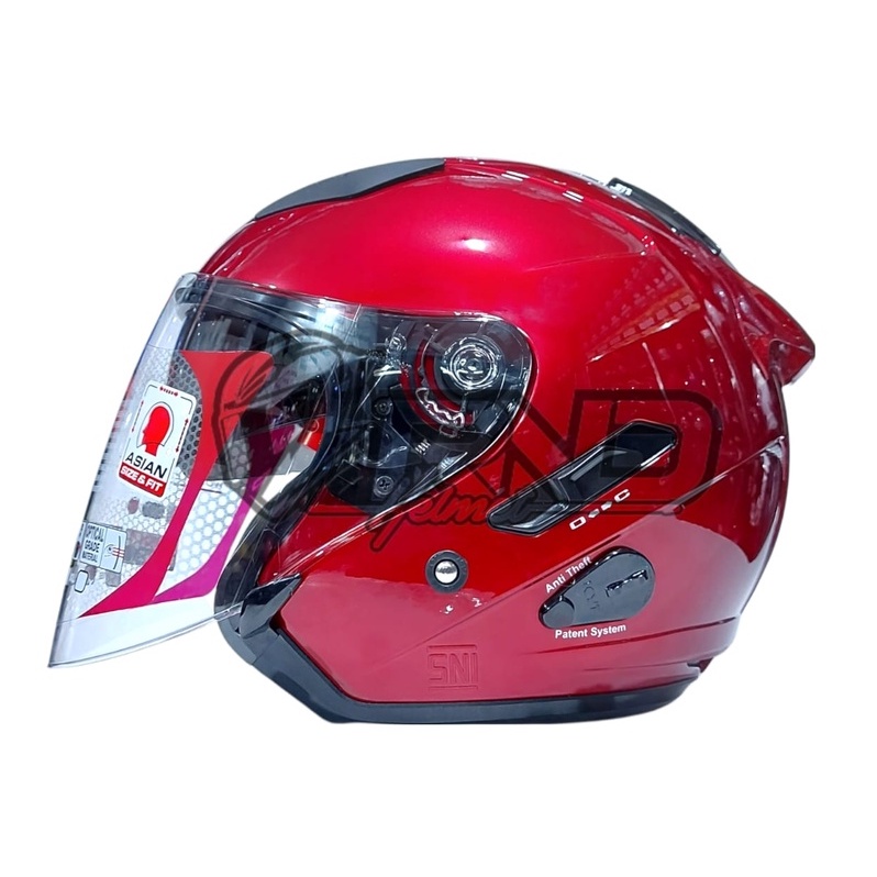 Helm KYT GALAXY FLAT R Merah Maroon Glossy Half Face Double Visor