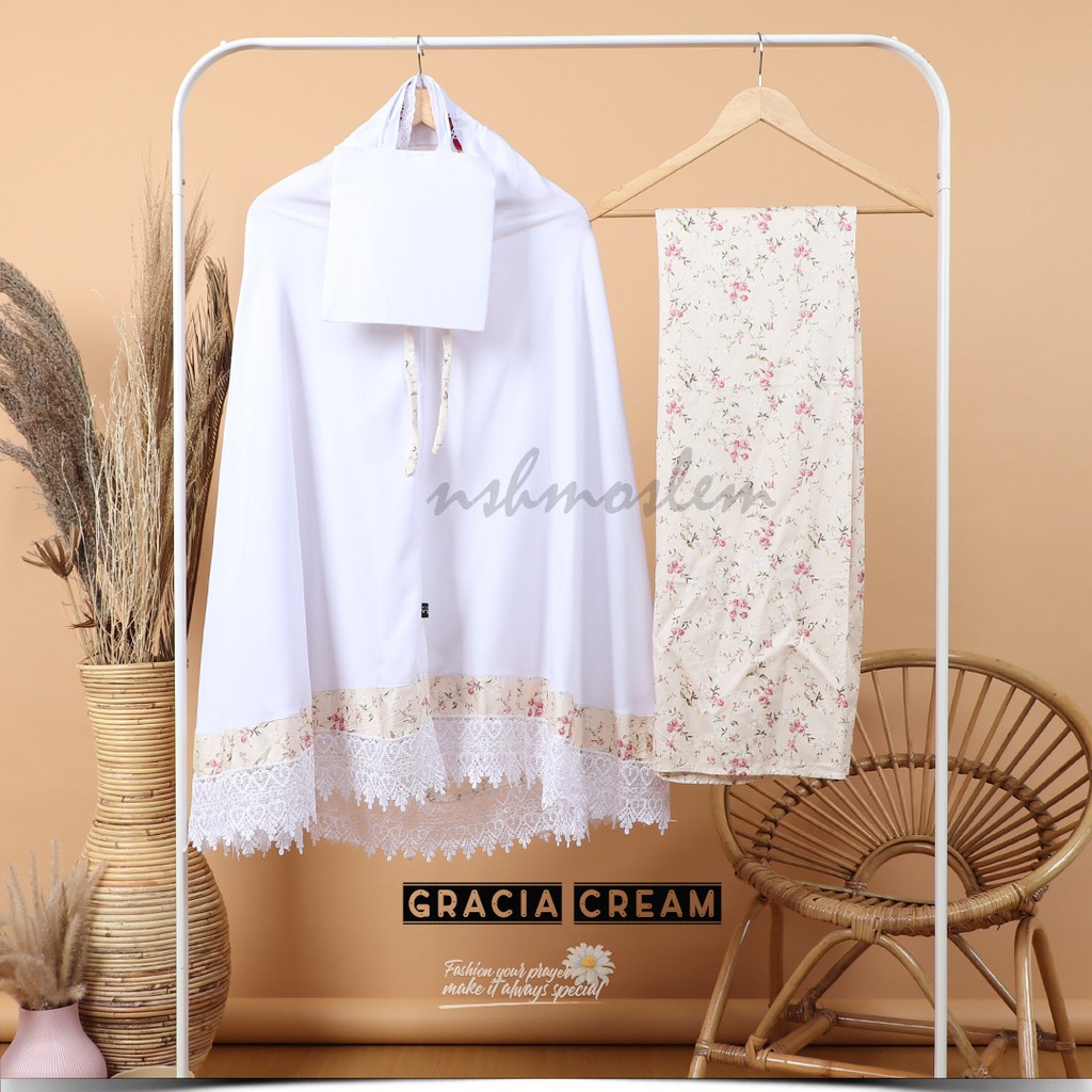 [𝓷𝓼𝓱] Mukena Anak Katun Jepang Santri Renda Love (Muat Hingga Ukuran Tanggung)-Gracia Cream