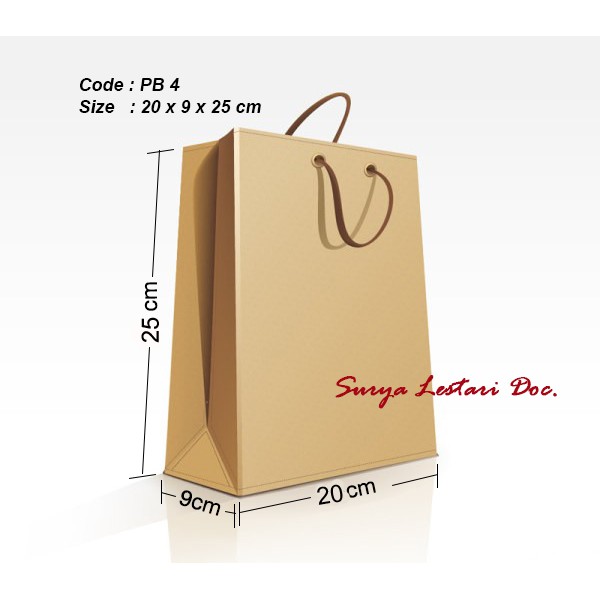 Paper bag / Shopping Bag / Tas kertas kraft polos - ukuran 20 x 10 x 25