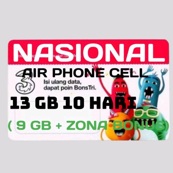 voucher tri 9 gb 30 hari ( 7+bonus lokal)