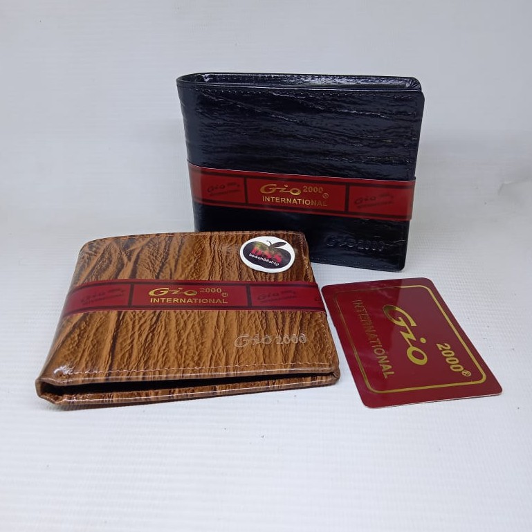 DOMPET PRIA IMPORT G2000 MOTIF SERAT KAYU MATERIAL KULIT ASLI / DOMPET PENDEK / DOMPET LIPAT