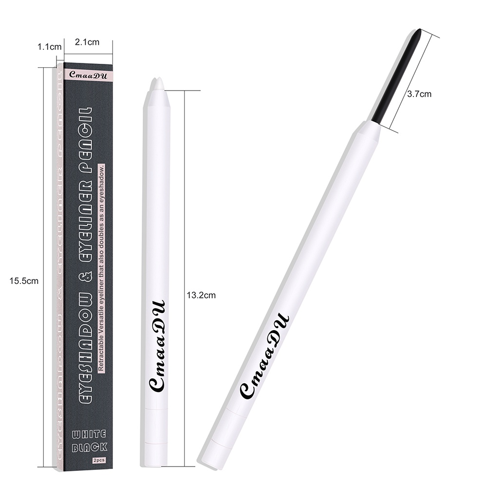 CMAADU EYESHADOW &amp; EYELINER PENCIL Pensil Matte 2pcs Hitam &amp; Putih Pencil Waterproof