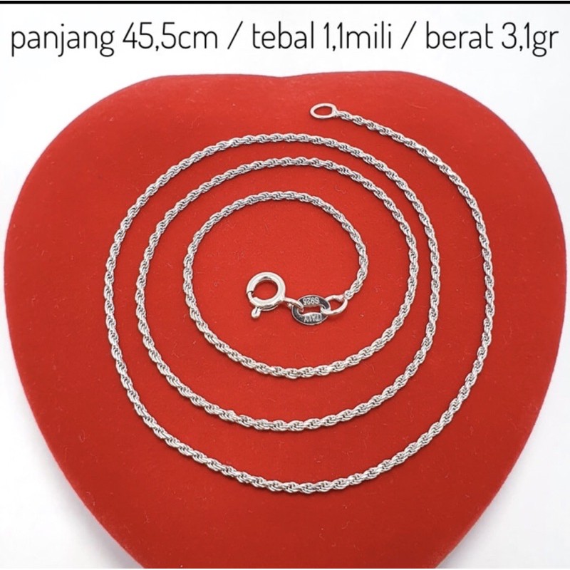 Kalung tambang perak 925 kalung wanita kalung pria perak 925 lapis emas putih