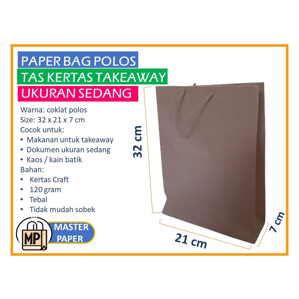 

Paper Bag Polos / Tas Kertas Takeaway ukuran Sedang